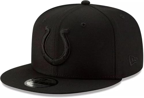 New Era NFL 9FIFTY Black On Black Adjustable Snapback Hat Cap One Size Fits All (US Alpha One Size Indianapolis Colts)