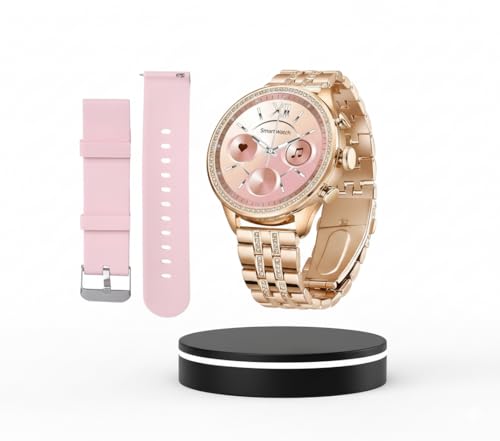 DivaTech@ Gen 9 Smartwatch, HD Display Gold Metal Strap & Activity Tracker, Bluetooth Calling, Customizable Watch Faces, Water Resistant Smartwatch for Women & Girls(Rose Gold)