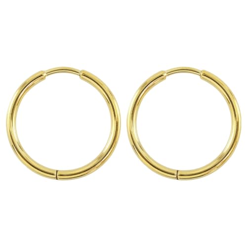 (2個SET)両耳用 ステンレス リング フープピアス 20G ファッションピアス 約6mm 約1.6mm/ゴールド