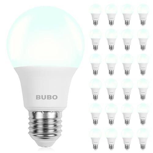 Image of BUBO A19 LED Light Bulbs, 60 Watt Equivalent LED Bulbs, Cool White 4000K, 800 Lumens, E26 Standard Base, Non-Dimmable, 8W Cool White LED Bulbs for Bedroom Living Room Home Office, 24 Pack