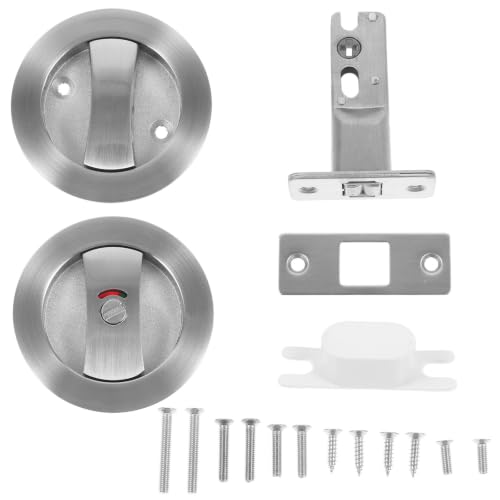 PartyKindom Cerradura de privacidad para puerta corrediza, herraje de aleación de zinc plateado, fácil de operar, seguridad añadida, apariencia simple para puertas de dormitorio