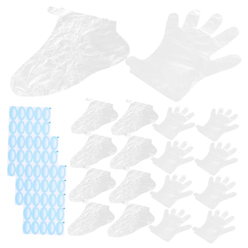 HONMEET 1 Set Moisturizing Disposable Mittens Foot Gloves Transparent Hydrating Protection for Hands Feet for Dry Skin Care and