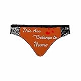 Custom Text Women's Lace Panties This Ass Belongs to Personalized Lace Cheeky Underwear Boyfriend Text Print on Women Brief Panties for Girlfriend L
