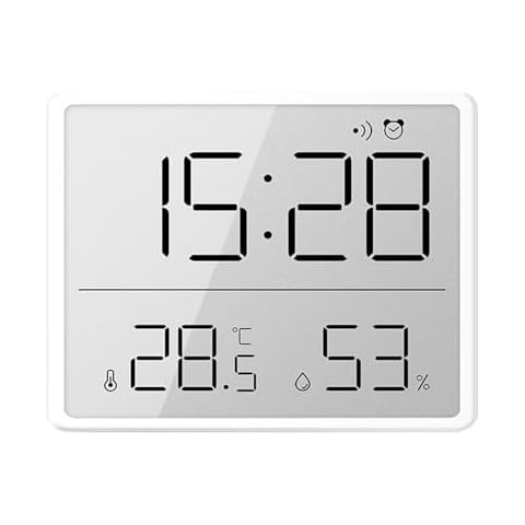 XROLAND Digital Wall Clock Digital Wall Clock Large Display, Date & Temperature Humidity Sensing Perfect for Home and Office Use Battery Operated, Size:Approx.9.3x7.3x1.5cm, White8218 Cover