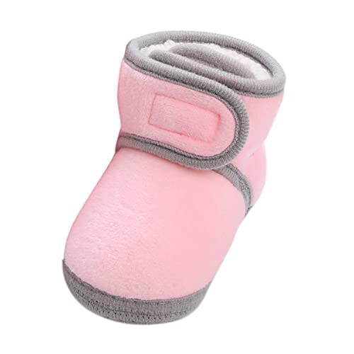 Baby Fleece Booties Cozy Soft Warm Shoes Infant Girl Boy Anti-Slip Boots Prewalkers Winter Boots Fashion Slippers Shoes (Pink, 6-12 Months)