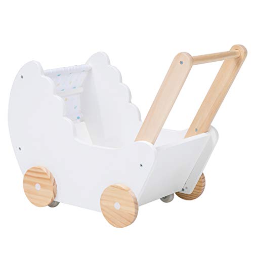 Crown Children 2-in-1 Baby Learning Walker Wooden Strollers with Blocks - Toddler Baby Push Walker Toys with Wheels for Girls Boys 1-3 Years Old, Wagon Toy Walkers Sturdy Construction (Boat) - Thumbnail 2