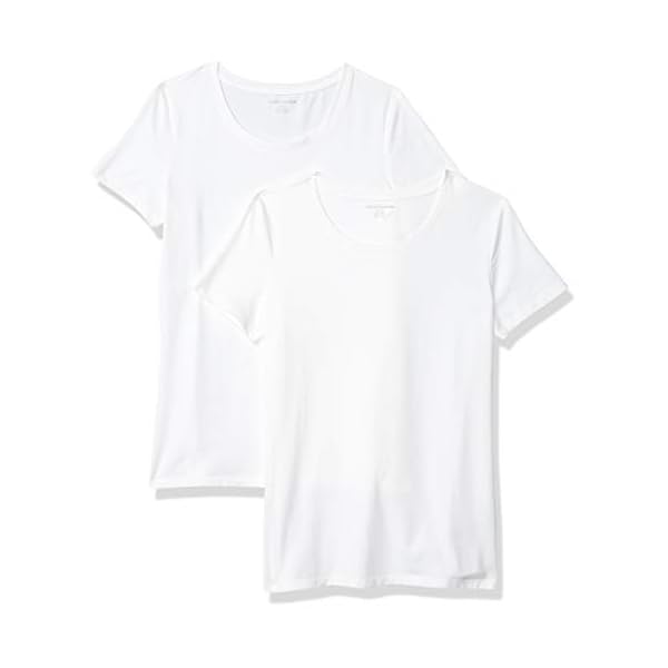 Amazon Essentials Women's Classic-Fit Short-Sleeve Crewneck T-Shirt, Pack of 2, White, Medium