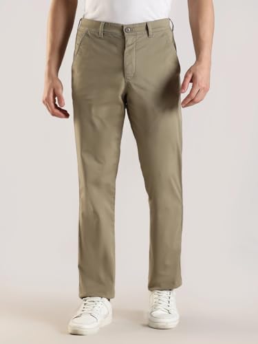 Image of Slim Fit Solid Mid Rise Trouser