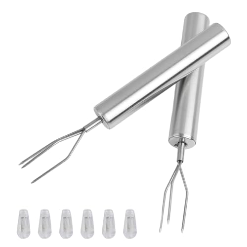 Annlpoy 2 stück kartoffelgabel pellkartoffelgabel Pellkartoffelset Set Edelstahl-Gabeln für Pellkartoffeln Robuste und Elegante Dreizack Spieße, für Gemüse und Grillgut, 15.2 cm Länge