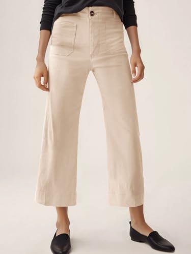 Cicy Bell Womens Cropped Wide Leg Pants High Waisted Stretchy Flare Pants Casual Baggy Trousers Beige3