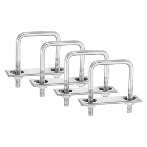 uxcell 4Sets 304 Stainless Steel Square U-Bolts, 2.05" (52mm) Inner Width 3.15" (80mm) Length M8 with Nuts, Frame Plate, Gasket for Automobiles Trailer, Ski Boat, Fishing Boat, Pipelines