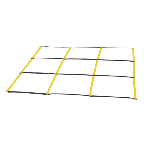 Qianly Escalera de Agilidad de 138 x 126 cm con Vallas Multiusos, diseño de cuadrícula de Cuadrados, Plegable, Amarillo