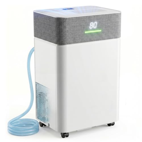 Image of Uthfy 2500Sq.Ft Dehumidifier for Basement with Drain Hose,Large Quiet Smart Compressor Dehumidifiers for Home /Bedroom /Bathroom,Reusable Filter,Dual-Screen,Child Lock,Intelligent Humidistat,24H Timer