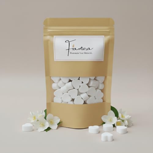 Image of Wax Melts | Organic Soy Wax | Essential Oil Infused | Jasmine Fragrance | Heart Shape Aroma Melts | Floral Room Freshener | Safe Smoke-Free Home Scent | 80 GMS
