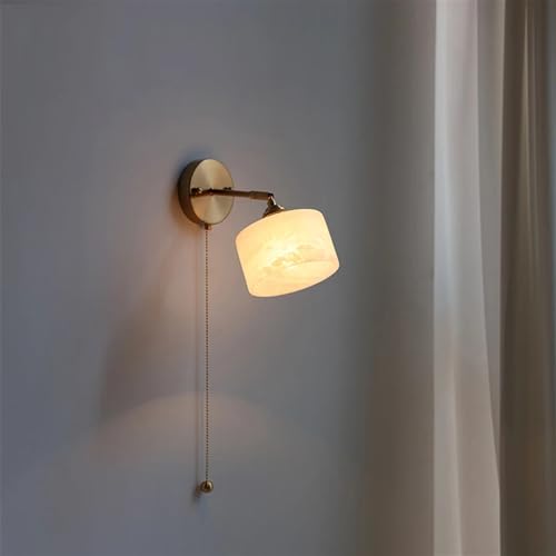 Lámpara de pared LED retro de mármol chino y cobre modelo A para iluminación interior 6