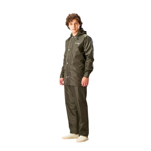 Image of ZEEL Rain Coat For Men with Adjustable Hood, Polyester Waterproof Full Sleeves Raincoat, Top and Bottom Set Rainwear, Front Zip with Flap, Lightweight Raincoat (EWF74, Olive, XL)