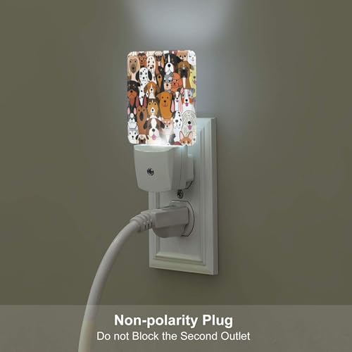 Image of Cute Dog Night Light,Plug Into Wall Decor for Stairway,Hallway,Kitchen,Dusk to Dawn Sensor Nightlights for Boys /Girls /Women /Men Room Gifts