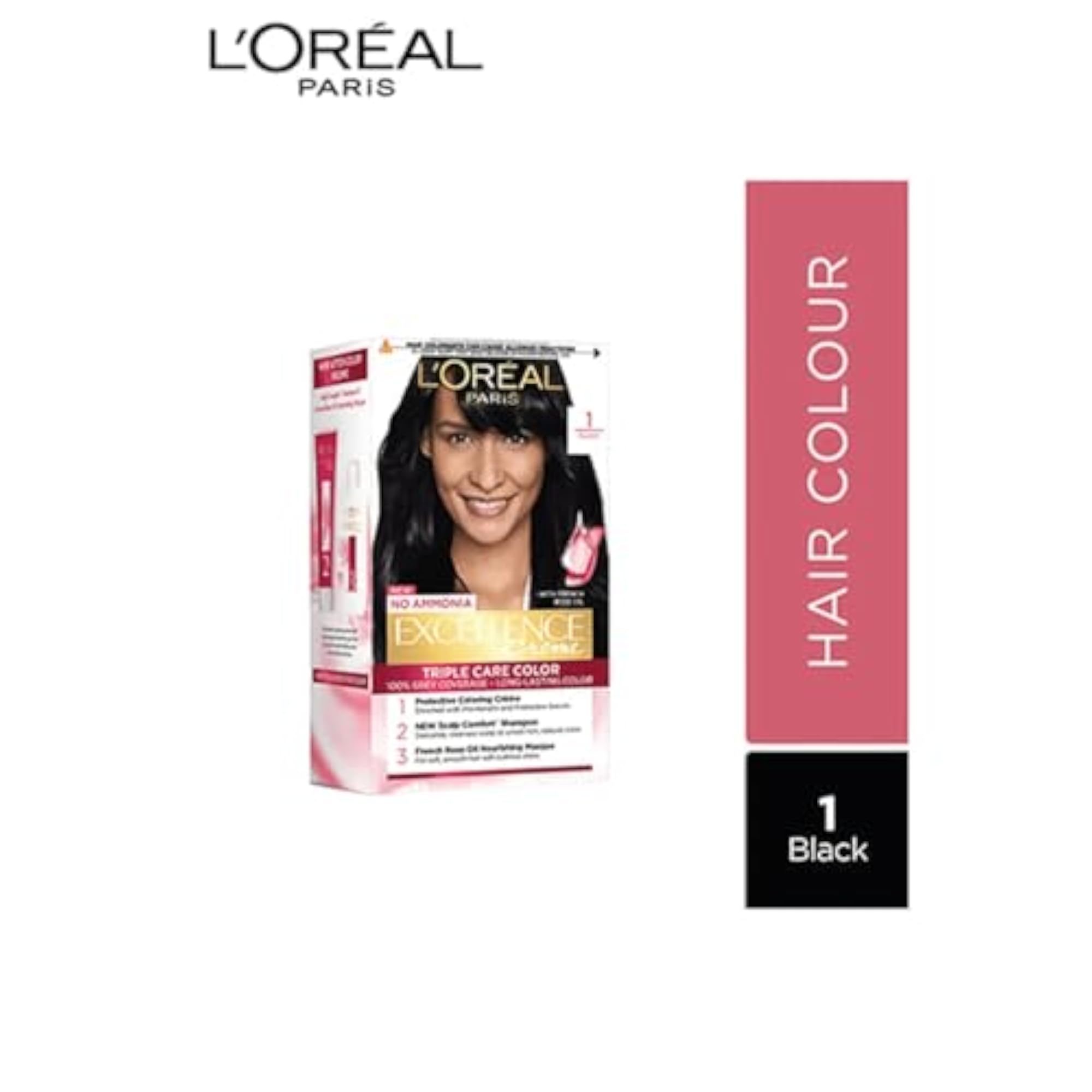 L'Oréal Excellence Creme Hair Colour, 1 Black, Pack of 2