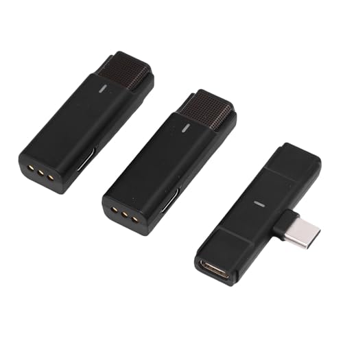 CHICIRIS - Micrófono de solapa inalámbrico de 2 piezas, toma de sonido claro, larga duración de la batería, alcance de 100 m, compatible con teléfonos cámaras de ordenador, conexión, función