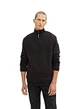 TOM TAILOR Herren Strickpullover Troyer mit Teddyfell 1033531, 29999 - Black, L