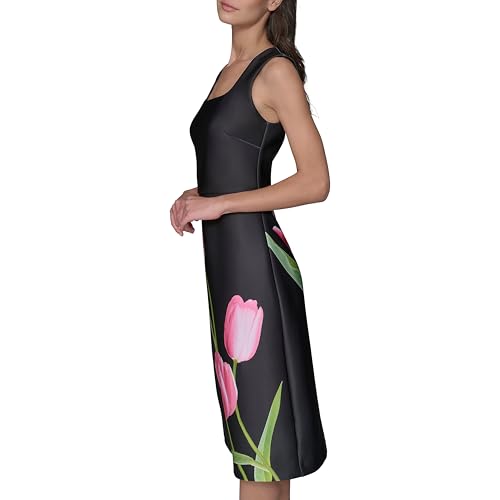 Image of Karl Lagerfeld Women's Floral Square Neck Sleevelss Sheath Dress
