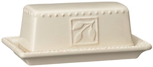 Signature Housewares Sorrento Collection Butter Dish, Ivory Antiqued Finish