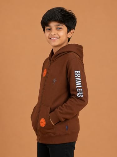 Image of Unisex Kids Solid Full Sleeve Zip Front Open Hooded Sweatshirt