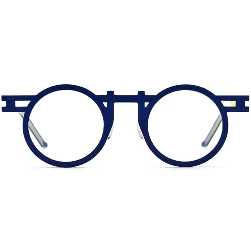 Image of FONEX Colorful Pure Titanium Glasses Frame Women Retro Round Eyeglasses Eyewear F85833