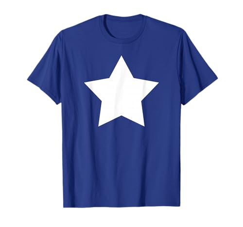 Graphic White Star Print on Blue T-Shirt