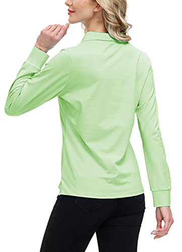 Jinshi Gym Collar Shirt Womens Lightweight Long Sleeve Polo Tops For Women Green3 S #TOP4