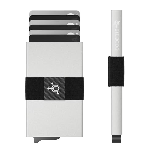 Image of CODE 118 Wallet for Men - Slim Minimalist Aluminum Smart Wallet with RFID Blocking - Compact cash and Credit card holder with Pop Up Ejector (Classic, Metallic Silver)