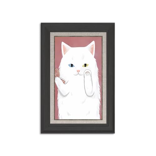 ?アートボード ポスター アートパネル 木枠付き 完成品 キャンバス 壁画 額付き 猫 ネコ アニマル 動物 現代 モダン インテリア ソファの背景画 飾り絵 油絵 絵画 プレゼント ギフト 木目調 フレーム 玄関 壁飾り 部屋飾り? (50x70cm(2