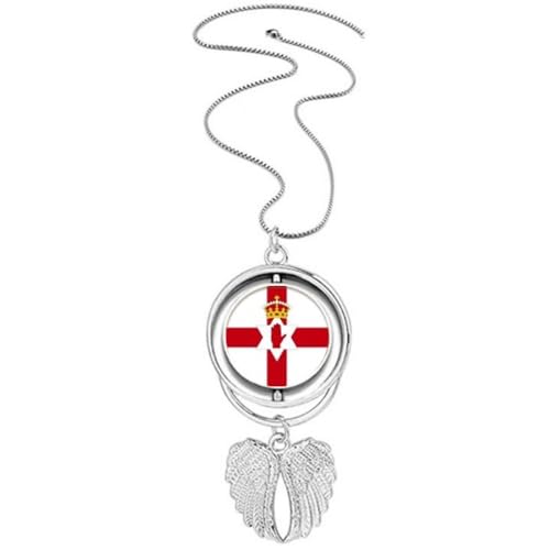 Collier Irlande du Nord pendentif rotatif ailes d'ange pour homme et femme