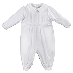 Petit Ami Baby Boys’ Pique Christening Longall with Hat, White