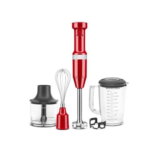 KitchenAid Classic Stabmixer Variabler Geschwindigkeit 825011600 RPM Mixen Pürieren Aufschäumen & Zerkleinern abnehmbarer Arm & Topfschutz 700ml BPA-freier Becher Empire Red