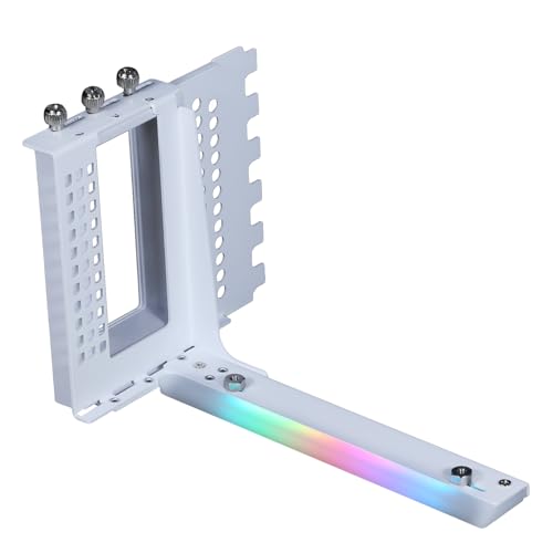 GIGA-MEGA GPU Vertical Mount Bracket Spacing Adjustable Compatible with 15/18/20cm GEN5 Riser Cable ARGB (White Bracket)
