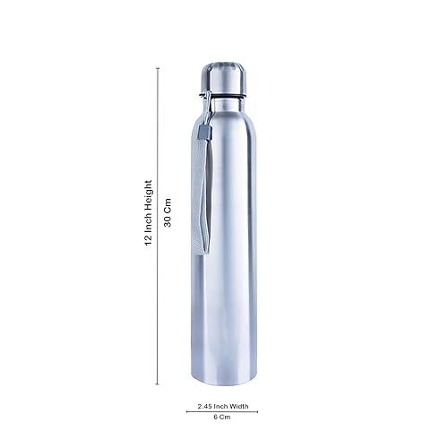 Image of Manha's Slim Sleek Stainless Steel 700ml Water Bottle - Lightweight Single Wall Metal Bottle, Leakproof & Durable Drink Bottle for School, Office, Gym, Travel (Silver, 700ml)