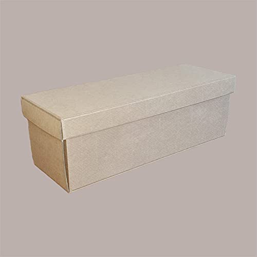 Lucgel Srl Lot de 5 boîtes porte-bouteille de 1 + couvercle en papier ondulé Havane Magnum 420 x 140 x 140 mm pour composition et emballage cadeau Cover