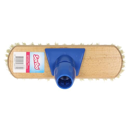 Sorbo Schrubber – 22 cm – Robuste Reinigungsbürste mit harten Fiberborsten – Holzkörper – Für Innen- & Außenbereich – Ideal zum Schrubben von Böden, Terrassen & Fliesen – Ø24 mm Stielaufnahme