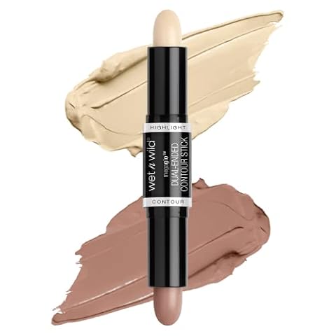 Wet n Wild MegaGlo Dwustronny Sztyft do Konturowania 2w1 z Cieniem do Konturowania i Rozświetlaczem, Precyzyjny Aplikator i Łatwe Rozcieranie dla Zdefiniowanego i Wymodelowanego Wyglądu, Jasny/Średni