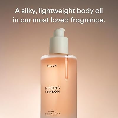 PHLUR Missing Person Body Oil, 4 Fl Oz Skin Musk Bergamot & Jasmine Scented Body Oil for Women & Men, Hydrating Moisturizing After Shower Oil with Sandalwood & White Musk Fragrance