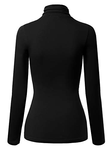 Mixmatchy Women's Basic Long Sleeve High Turtle Neck Slim Fit Top Shirt Black 3Xl #TOP2