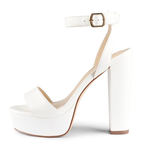 Image of MERUMOTE Women's Fashion Platform Sandals Block Heels Wedding Summer Dress Shoes