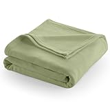 Martex Supersoft Fleece Blanket Queen Size - All-Season Warm Lightweight Anti-Static Throw Blanket - For Couch & Sofa (90 x 90 Inches, Sage Green)