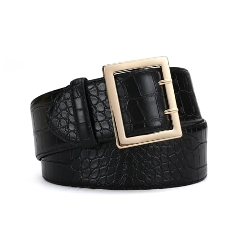 Wide Belts for Women Leather Wide Belts Fashion Thick Black Belt ...
