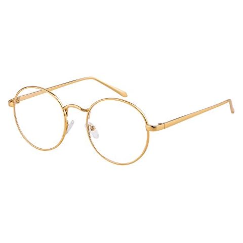 ADEWU Men&Women Retro Round Glasses with Slender Metal Frame Cover