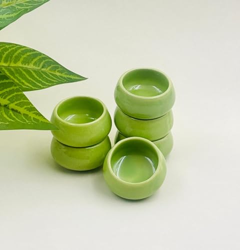 Image of Lupaava Serving Dip Sauce Chutney Mini Ceramic Bowls Pack of 6 | Ceramic Handcrafted Shine, Microwave Bowl Sets, Kitchen Accessories 35 ml