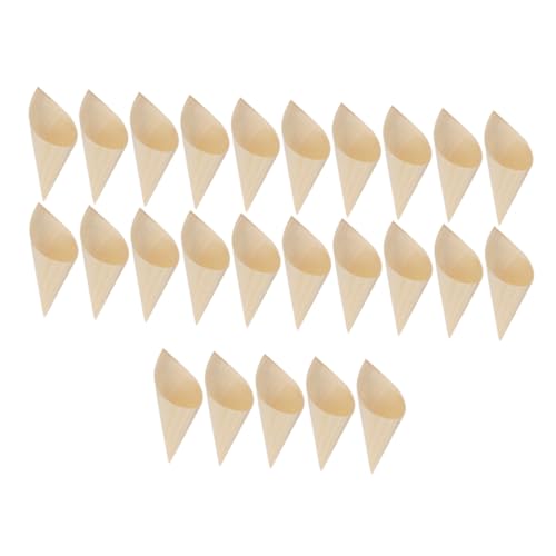 Zynphancer 25個 使い捨て木製アイスクリームカップ ? 食品対応ウッドコーン 結婚式 ケータリング パーティー前菜用