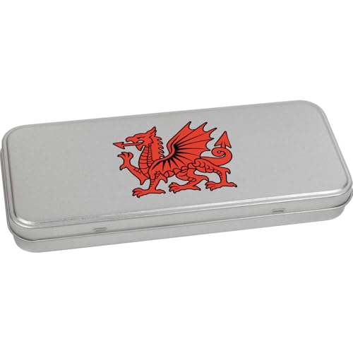 Azeeda 'Welsh Red Dragon' Metal Hinged Stationery Tin/Storage Box (TT00250642)
