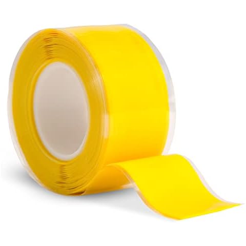 Domain Cycling - Bike Handlebar Tape - Self-Fusing Silicone Waterproofing Tape - 10 Ft Roll of Self-Bonding Handlebar Tape for Road Bike - Repair Griptape (Yellow) Cover